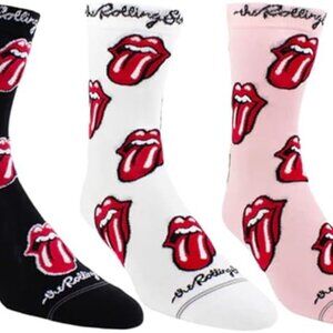 The Rolling Stones Women's Assorted Crew Socks - 3 Pack - NWT